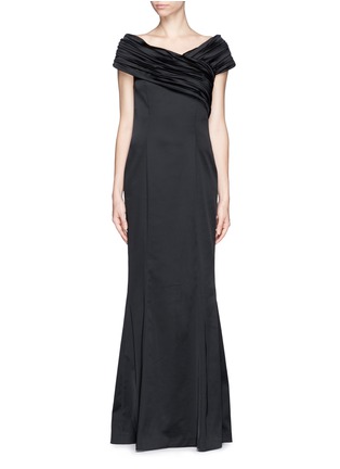 Main View - Click To Enlarge - ST. JOHN - Ruche shoulder sateen mermaid gown