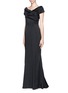 Figure View - Click To Enlarge - ST. JOHN - Ruche shoulder sateen mermaid gown