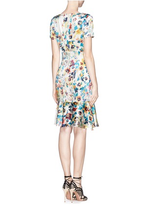 Back View - Click To Enlarge - ST. JOHN - Watercolour pansy print charmeuse dress