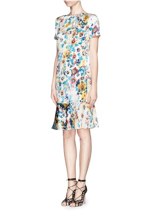 Figure View - Click To Enlarge - ST. JOHN - Watercolour pansy print charmeuse dress
