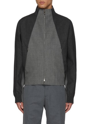 Main View - Click To Enlarge - THOM BROWNE  - High Neck Wool Track Jacket