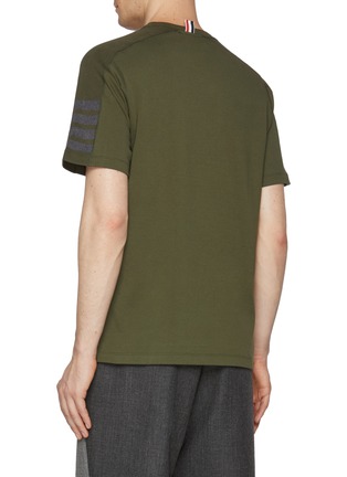 Back View - Click To Enlarge - THOM BROWNE  - 4 Bar Sleeve Cotton T-Shirt