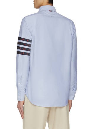 Back View - Click To Enlarge - THOM BROWNE  - Cotton Rose Four Bar Oxford Shirt