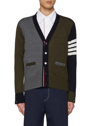 Main View - Click To Enlarge - THOM BROWNE  - Funmix Four Bar Virgin Wool Cardigan