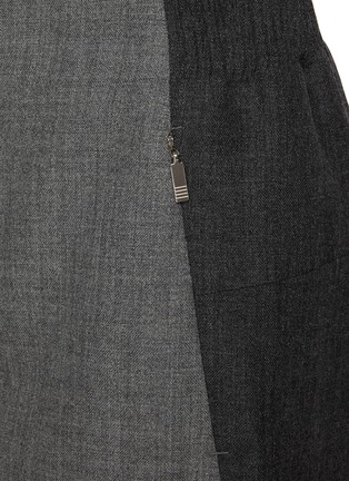  - THOM BROWNE  - Two Tone Ribbed Cuff Wool Tapered Pants