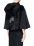 Back View - Click To Enlarge - ALEXANDER MCQUEEN - Textured faux fur ribbon tie cape jacket
