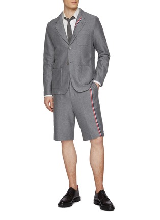 Figure View - Click To Enlarge - THOM BROWNE - RWB Stripe Cotton Shorts