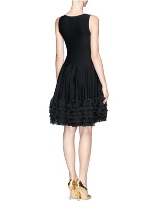 Back View - Click To Enlarge - ALEXANDER MCQUEEN - Layer ruffle hem stretch knit pouf dress