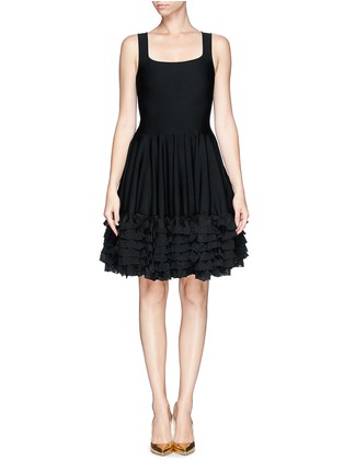 Main View - Click To Enlarge - ALEXANDER MCQUEEN - Layer ruffle hem stretch knit pouf dress
