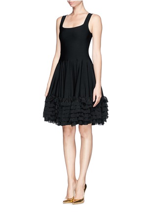 Figure View - Click To Enlarge - ALEXANDER MCQUEEN - Layer ruffle hem stretch knit pouf dress