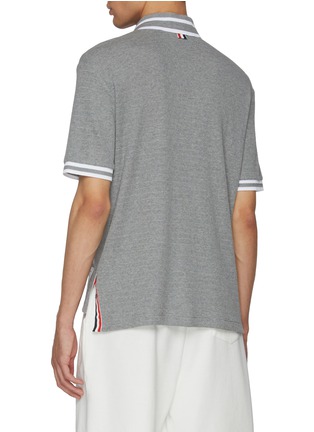 Back View - Click To Enlarge - THOM BROWNE  - Ribbed Cotton Polo Shirt