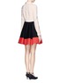 Back View - Click To Enlarge - VALENTINO GARAVANI - Colourblock wool-silk pleat skirt dress