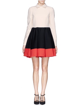 Main View - Click To Enlarge - VALENTINO GARAVANI - Colourblock wool-silk pleat skirt dress