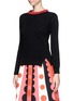 Front View - Click To Enlarge - VALENTINO GARAVANI - Floral leather collar wool-cashmere sweater