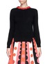 Main View - Click To Enlarge - VALENTINO GARAVANI - Floral leather collar wool-cashmere sweater