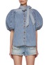 Main View - Click To Enlarge - ZIMMERMANN - Neck Tie Lantern Sleeve Cotton Shirt