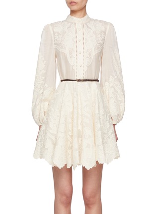 Main View - Click To Enlarge - ZIMMERMANN - Ottie Embroidered Linen Mini Dress