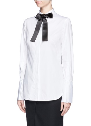 Front View - Click To Enlarge - ALEXANDER MCQUEEN - Wide cuff eyelet collar shirt