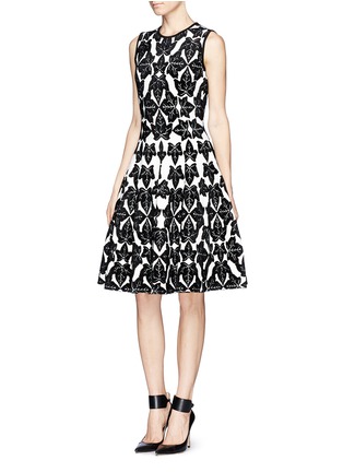 Figure View - Click To Enlarge - ALEXANDER MCQUEEN - Leaf jacquard wool flare dress