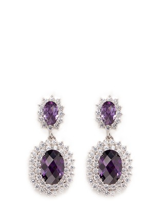 Main View - Click To Enlarge - CZ BY KENNETH JAY LANE - Oval cubic zirconia floral drop earrings