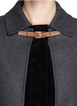 Detail View - Click To Enlarge - VALENTINO GARAVANI - Suede front panel wool cape coat