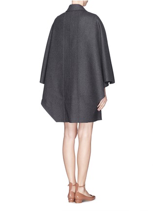 Back View - Click To Enlarge - VALENTINO GARAVANI - Suede front panel wool cape coat