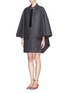 Front View - Click To Enlarge - VALENTINO GARAVANI - Suede front panel wool cape coat