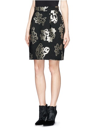 Front View - Click To Enlarge - LANVIN - Lurex jacquard pleat skirt