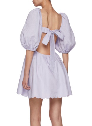 Back View - Click To Enlarge - ZIMMERMANN - Halliday Scallop Neck Linen Mini Dress