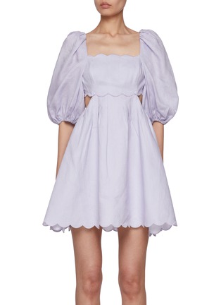 ZIMMERMANN | Halliday Scallop Neck Linen Mini Dress