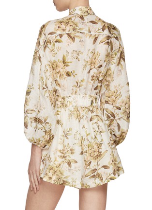 Back View - Click To Enlarge - ZIMMERMANN - Golden Floral Linen Romper