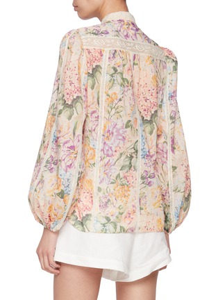 Back View - Click To Enlarge - ZIMMERMANN - Halliday Mandarin Collar Lace Trim Cotton Shirt