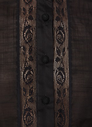  - ZIMMERMANN - Halliday Mandarin Collar Lace Trim Cotton Shirt