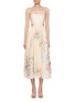 Main View - Click To Enlarge - ZIMMERMANN - Halliday Scallop Linen Midi Dress