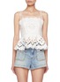 Main View - Click To Enlarge - ZIMMERMANN - Pop Embroidered Scallop Linen Top