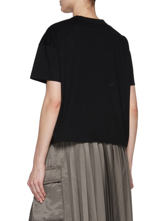 Back View - Click To Enlarge - SACAI - Embroidered Pocket Side Split Cotton T-Shirt