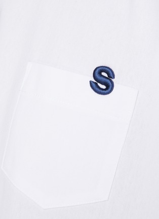  - SACAI - Embroidered Pocket Side Split Cotton T-Shirt