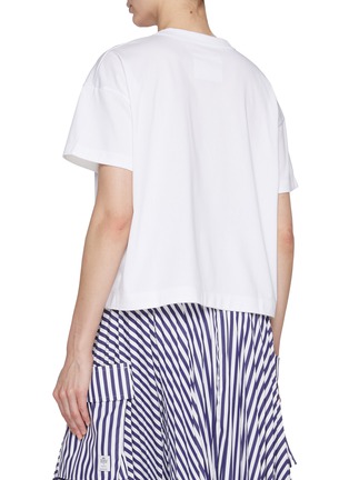 Back View - Click To Enlarge - SACAI - Embroidered Pocket Side Split Cotton T-Shirt