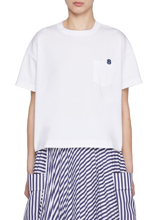 Main View - Click To Enlarge - SACAI - Embroidered Pocket Side Split Cotton T-Shirt
