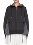 Main View - Click To Enlarge - SACAI - Sponge Sweat Nylon Twill Hybrid Hoodie