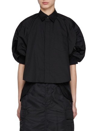 Main View - Click To Enlarge - SACAI - Cotton Poplin Nylon Twill Puff Sleeve Shirt