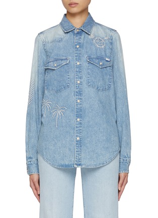 Main View - Click To Enlarge - MOTHER - All My Exes Embroidered Denim Shirt