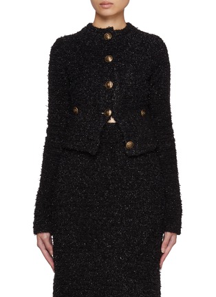 Main View - Click To Enlarge - BALENCIAGA - Cropped Tweed Bouclé Jacket