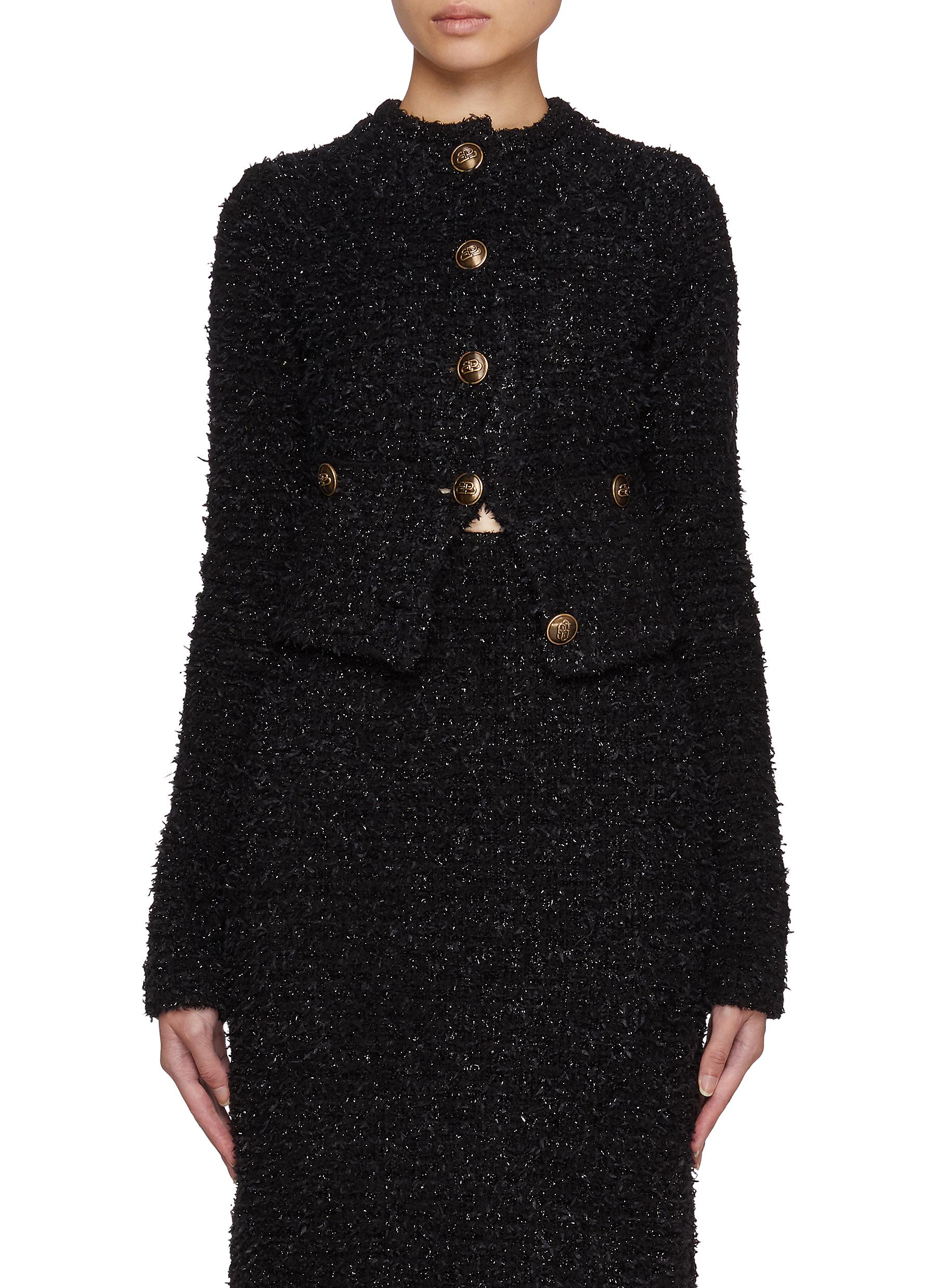BALENCIAGA | Cropped Tweed Bouclé Jacket | BLACK | Women