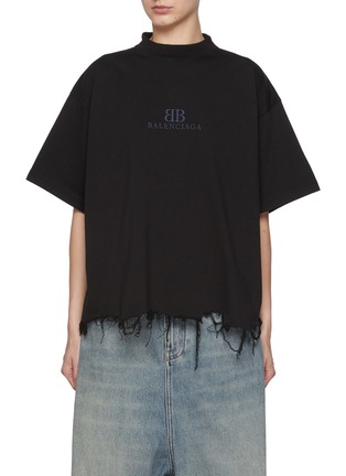 Main View - Click To Enlarge - BALENCIAGA - BB Classic Balenciaga Cropped T-shirt