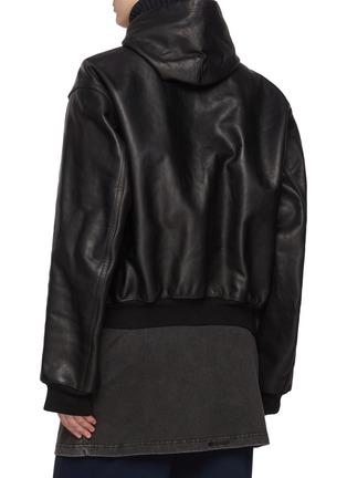 Back View - Click To Enlarge - BALENCIAGA - Lined Leather Zip Up Hoodie