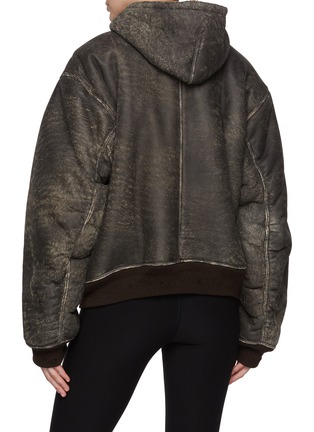 Back View - Click To Enlarge - BALENCIAGA - Shearling Leather Zip Up Hoodie