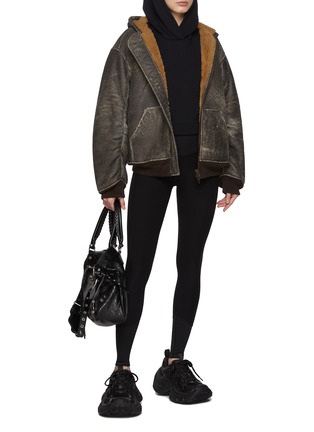 Figure View - Click To Enlarge - BALENCIAGA - Shearling Leather Zip Up Hoodie