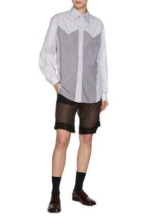 Figure View - Click To Enlarge - MAISON MARGIELA - Striped Western Yoke Cotton Shirt