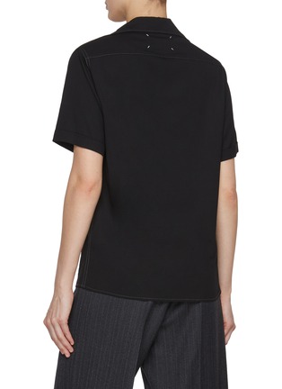 Back View - Click To Enlarge - MAISON MARGIELA - Contrast Thread Wool Bowling Shirt
